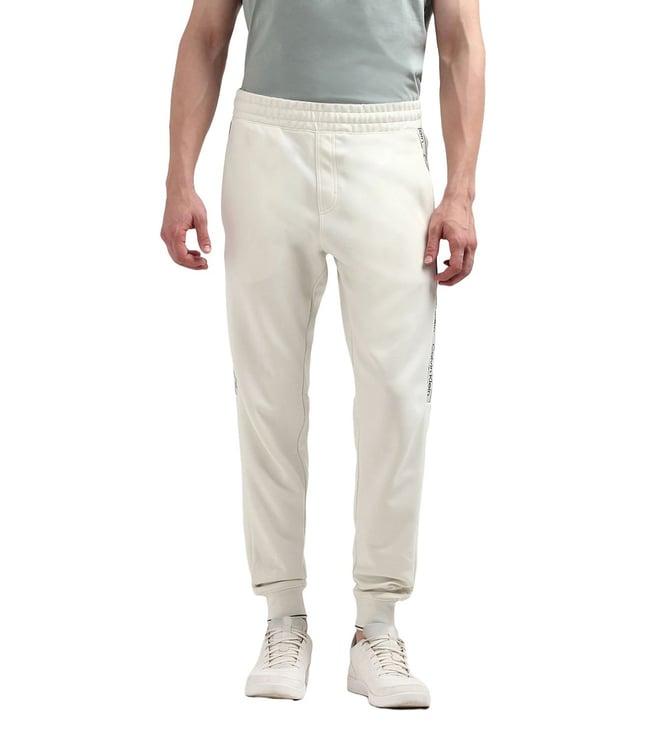 calvin klein white printed regular fit joggers