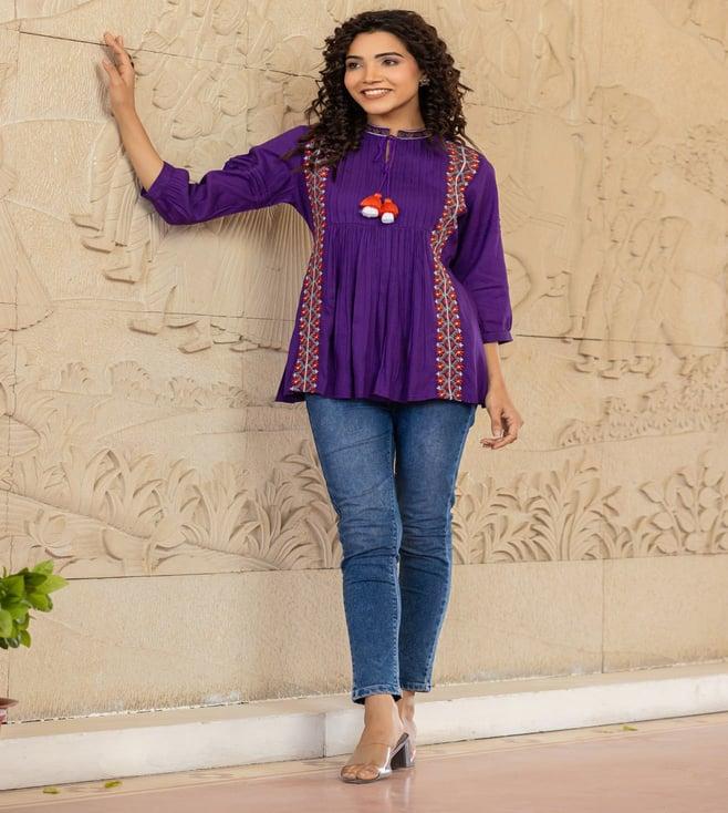 autumnlane sweety purple embroidery top