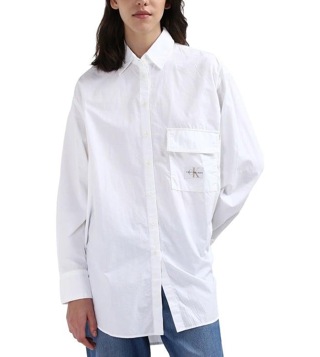 calvin klein cotton solid white shirt