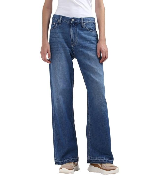 calvin klein cotton blend solid light blue jeans