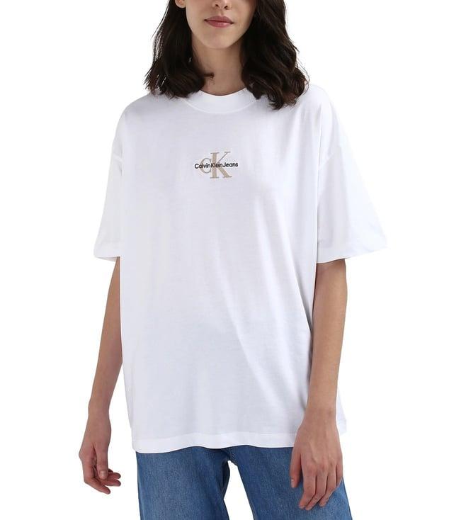 calvin klein cotton solid white t-shirt