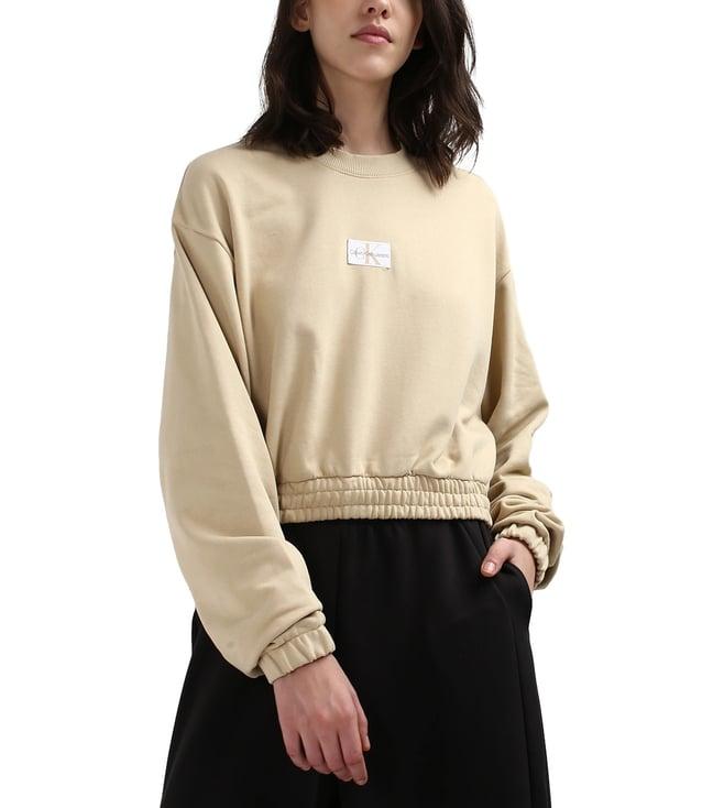 calvin klein cotton solid brown sweatshirt