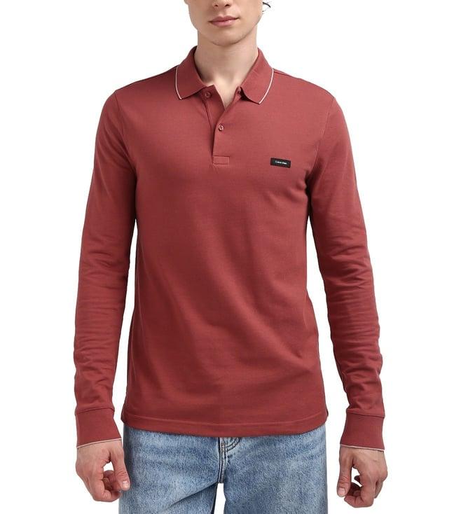 calvin klein cotton blend solid maroon t-shirt