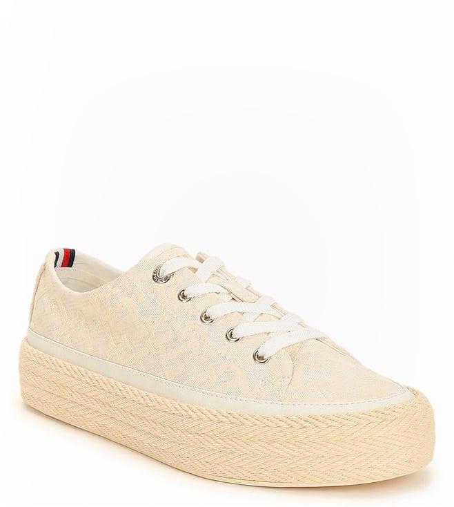 tommy hilfiger women's whitedenimmonogram sneakers