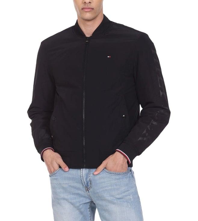 tommy hilfiger men black solid regular fit jacket