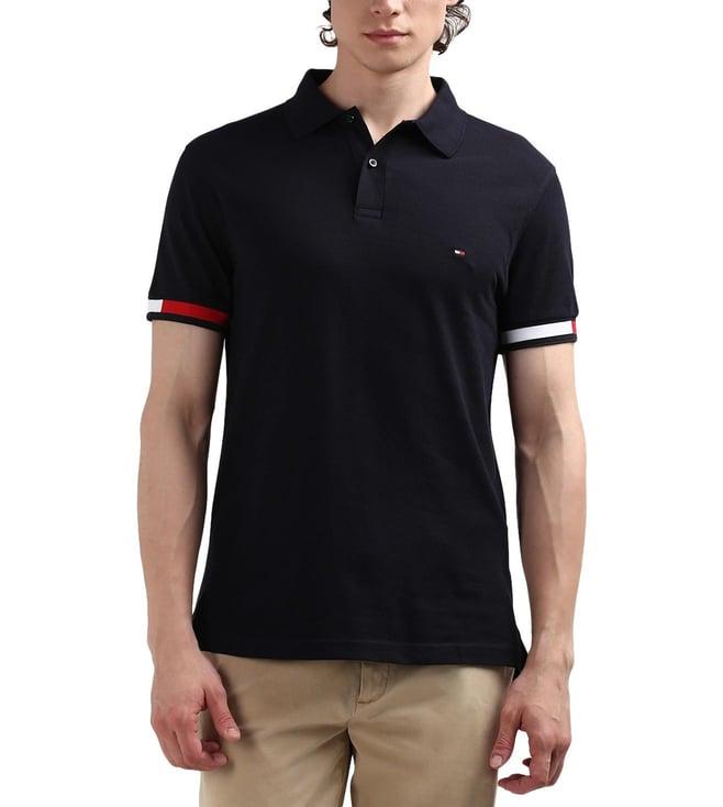 tommy hilfiger men navy blue slim fit polo t-shirt