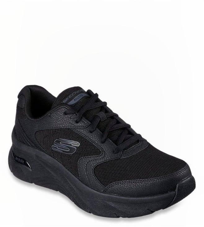 skechers men's arch fit d'lux - junction black casual lace up shoe