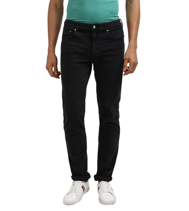 calvin klein cotton solid black mid-rise jeans