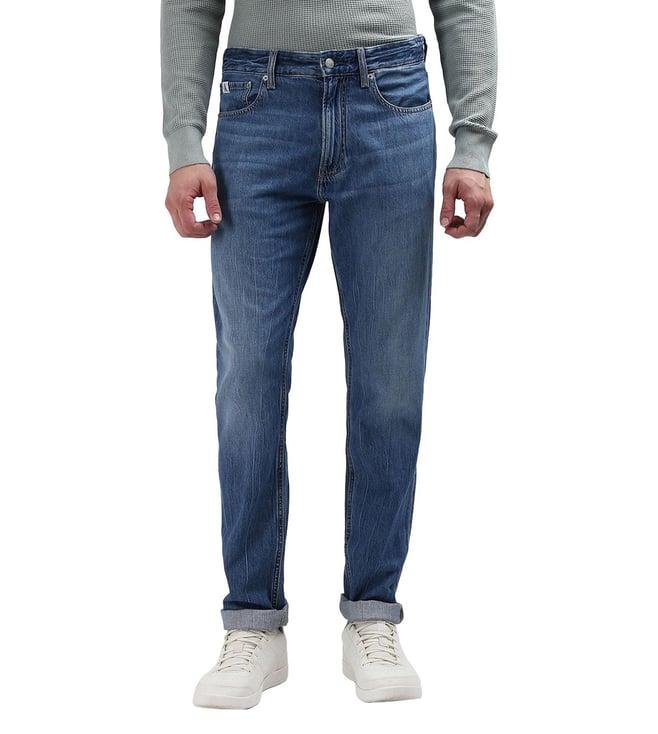 calvin klein blue solid mid-rise jeans