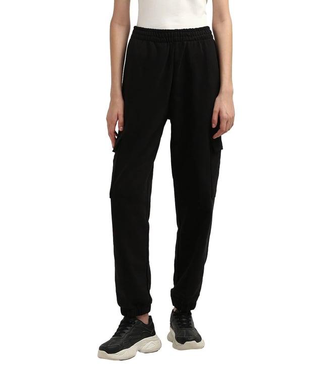 calvin klein black solid mid-rise joggers