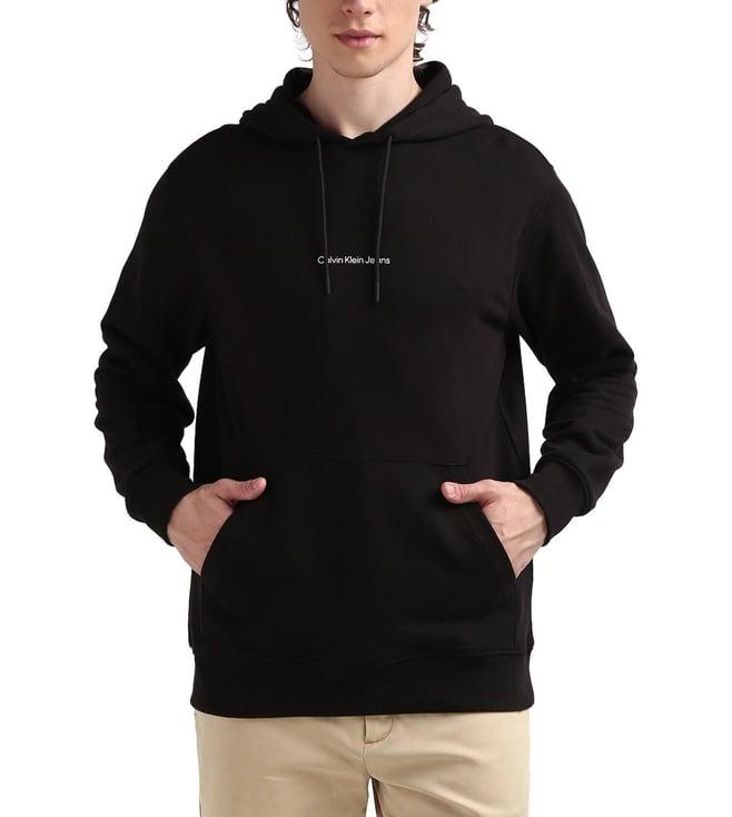 calvin klein black monogram hood full sleeves hoodie