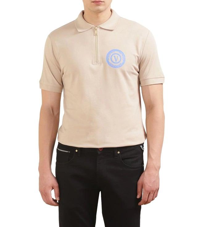 versace jeans couture sand slim fit polo t-shirt