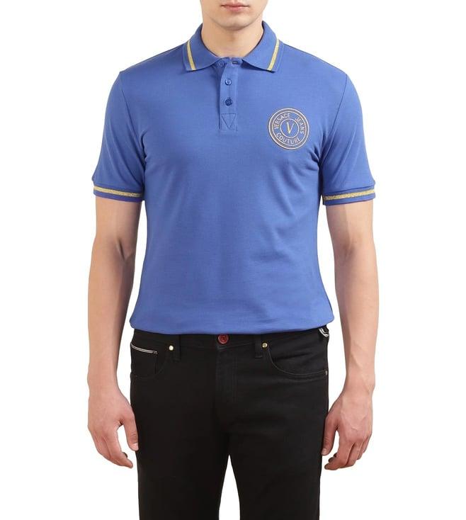 versace jeans couture blue slim fit polo t-shirt