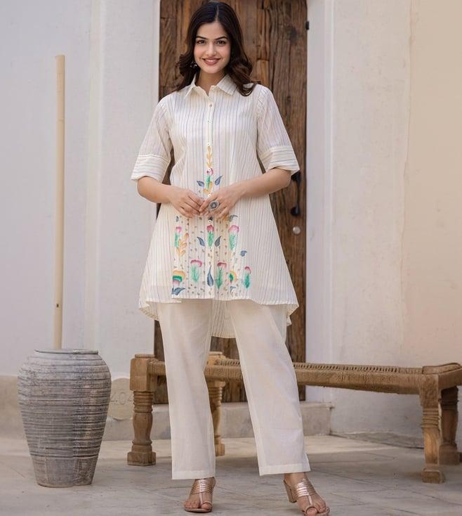 autumnlane white teresa vibrant cotton tunic with pant co-ord set