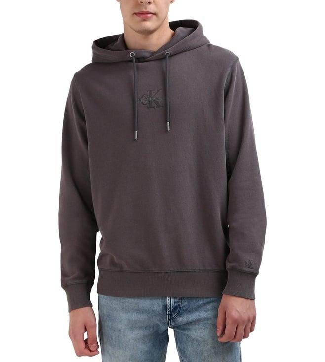 calvin klein washed black cotton men's regular fit sweatshirt