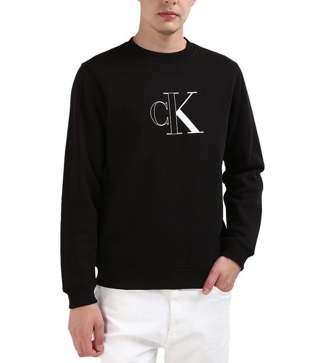 calvin klein black polyester men's regular fit sweatshirt