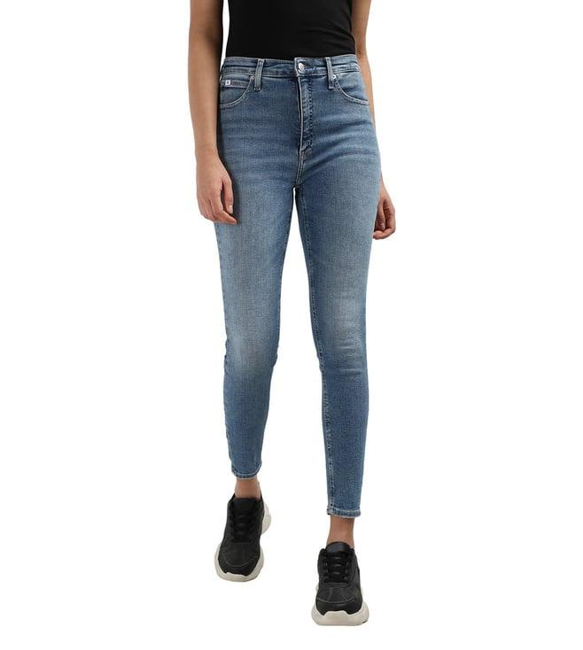 calvin klein light blue cotton women's skinny fit jeans