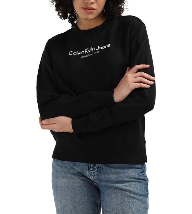 calvin klein black cotton women's regular fit sweatshirt