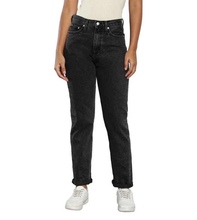 calvin klein denim black womens authentic slim straight jeans