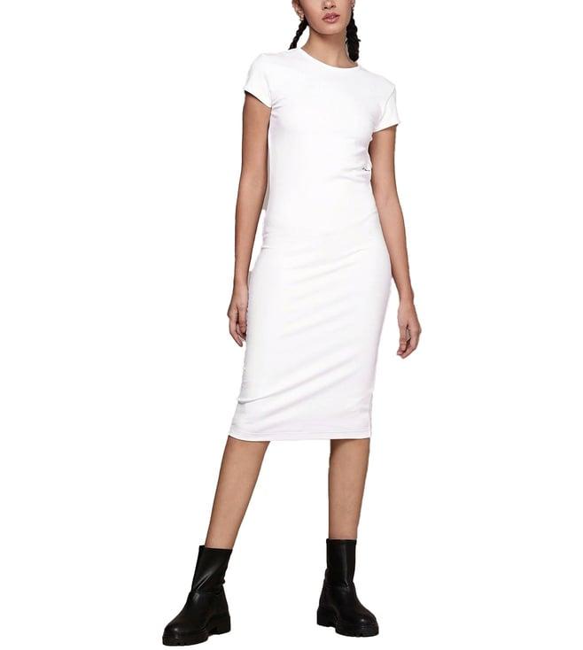 calvin klein bright white womens brand monogram shift dress