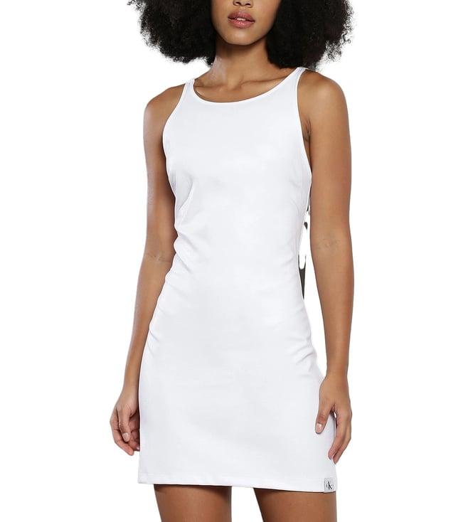 calvin klein bright white womens brand monogram bodycon dress