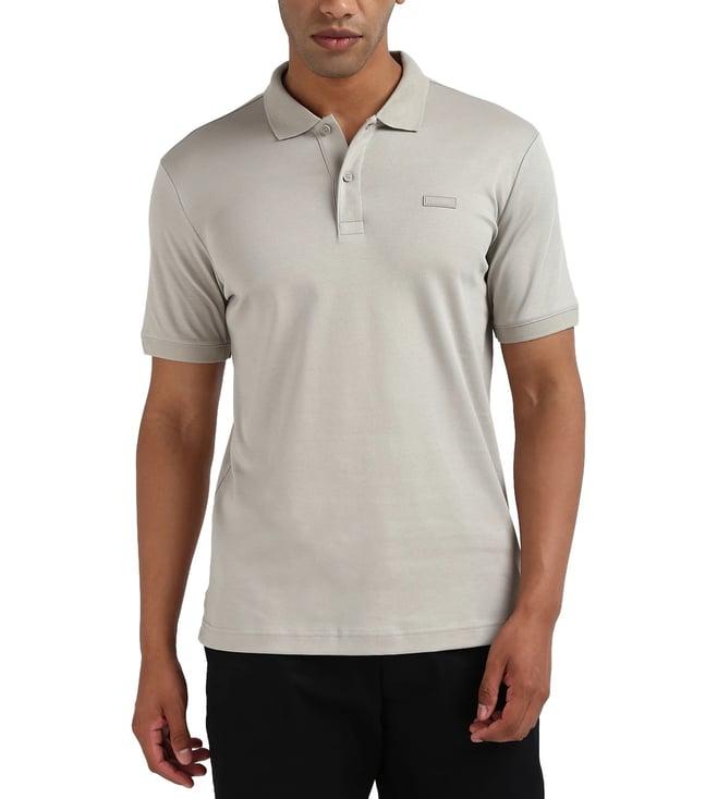 calvin klein men grey solid short sleeves polo t-shirt