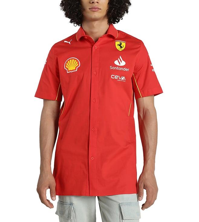 puma red scuderia ferrari 2024 replica collection team regular fit shirt (motorsport)