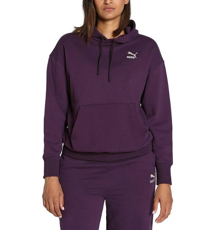 puma purple better classics relaxed fit hoodie