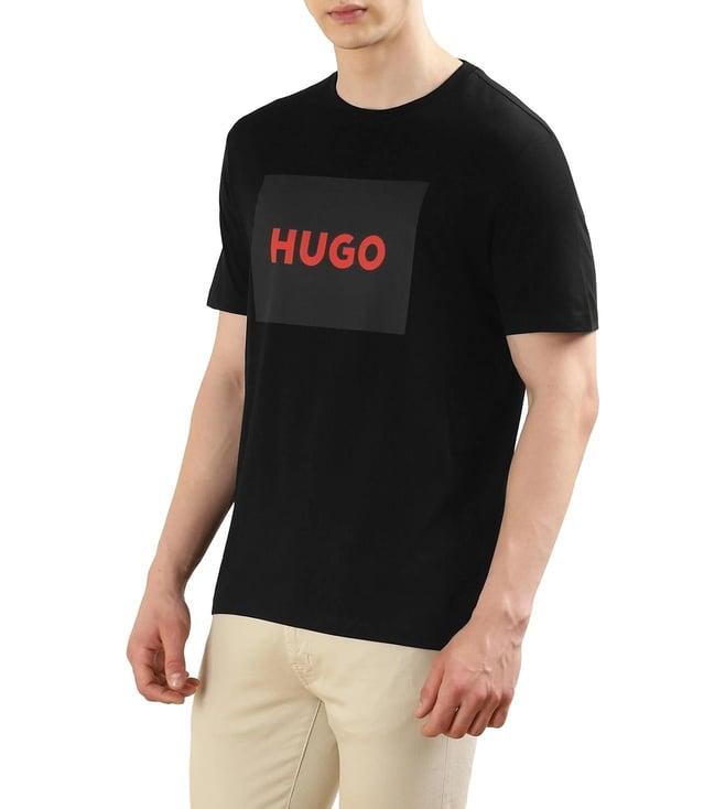 hugo men black big hugo patch t-shirt