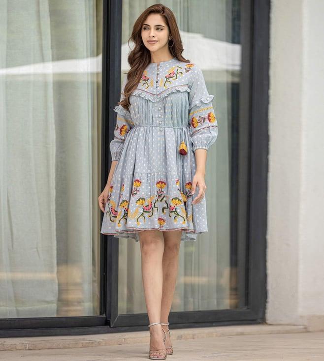 autumnlane natasha softblue embroidery dress