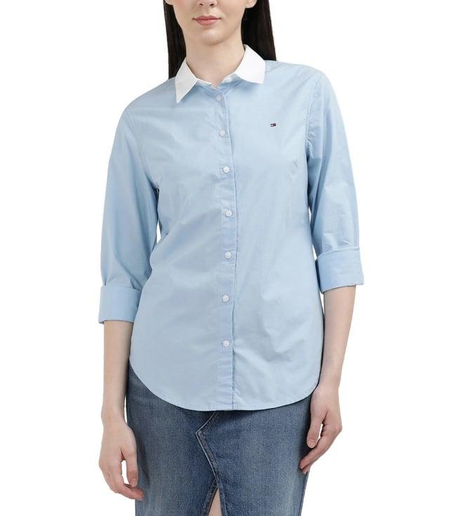 tommy hilfiger well water womens solid regular shirt