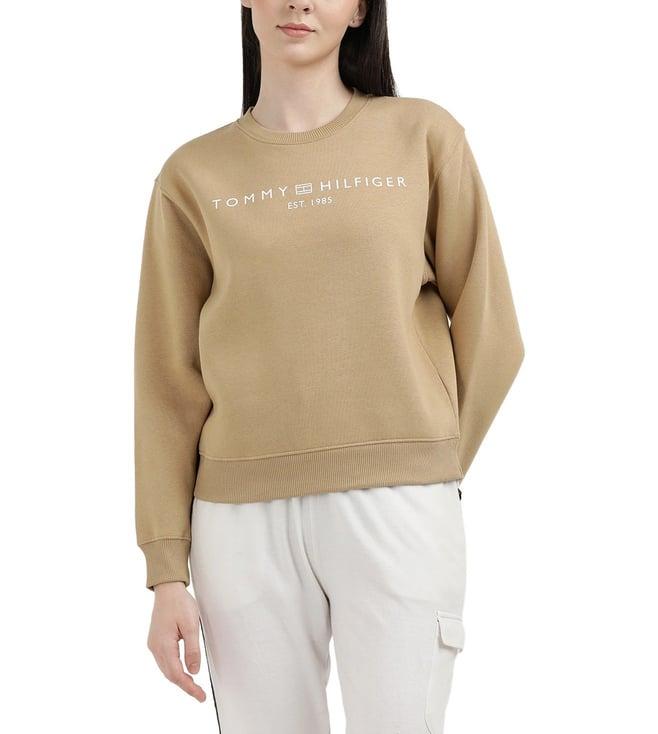 tommy hilfiger classic khaki womens solid regular sweatshirt