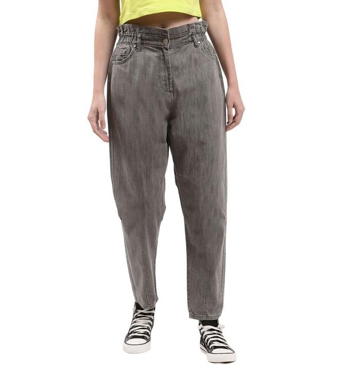 elle mom grey high rise jeans