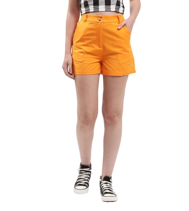 elle orange slim fit shorts