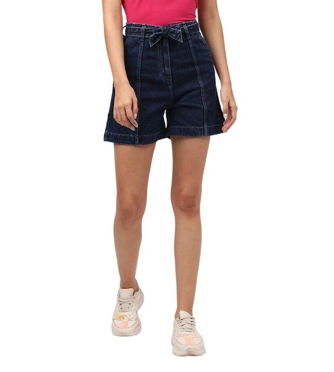 elle blue regular fit denim shorts