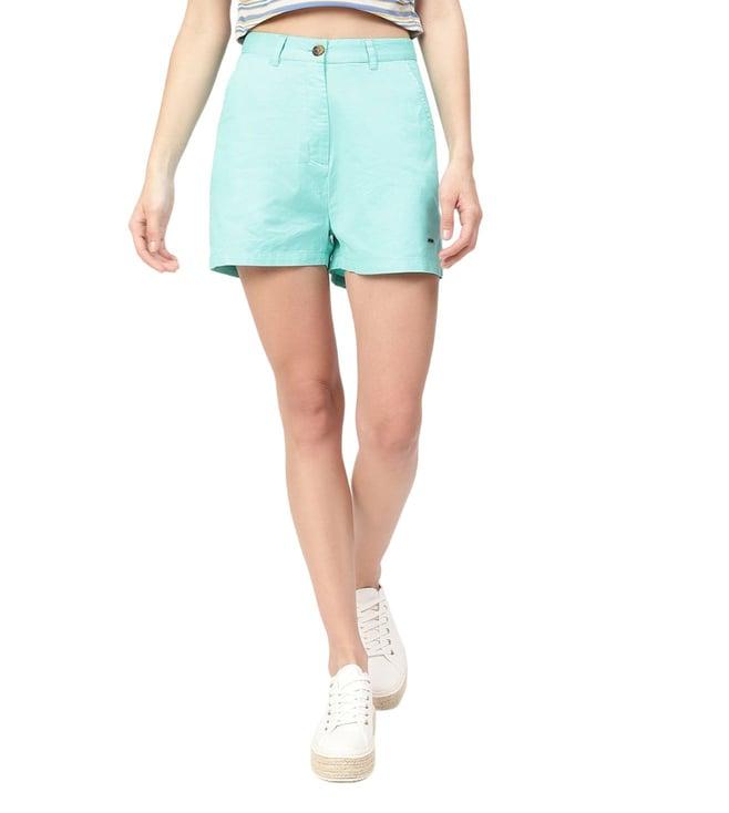 elle blue slim fit shorts