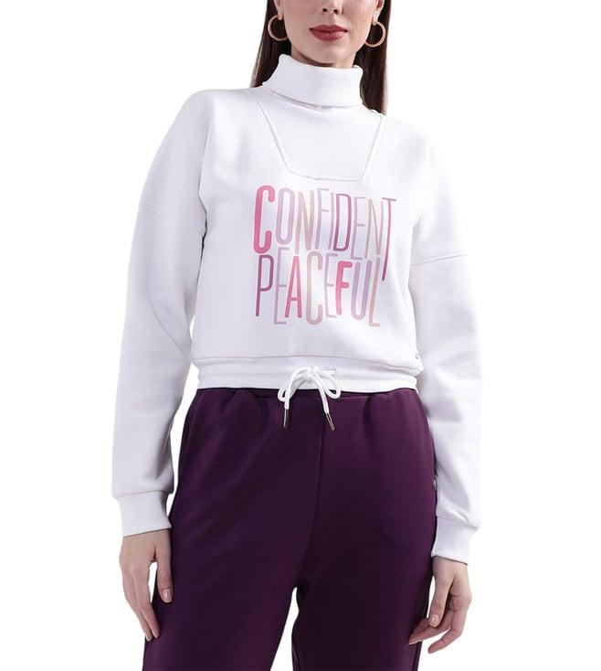 elle white printed regular fit pullover sweatshirt