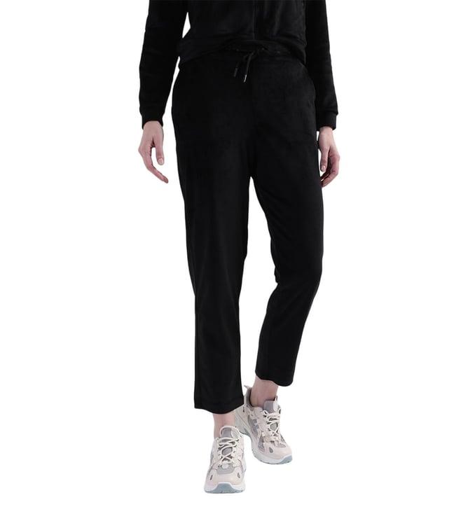 elle black regular fit trackpants