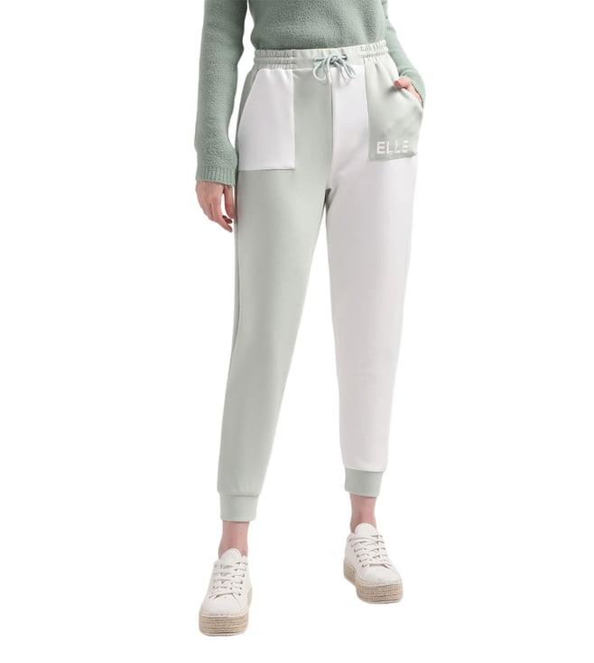 elle green color-blocked regular fit joggers