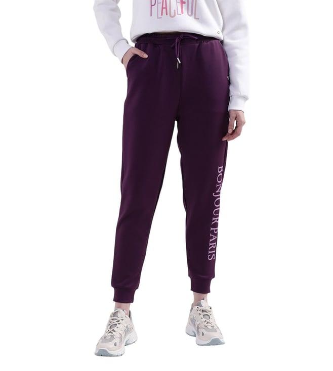 elle purple printed regular fit joggers