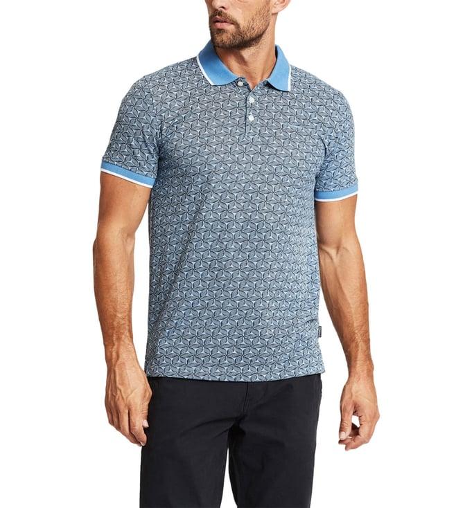 lindbergh blue printed regular fit polo t-shirt