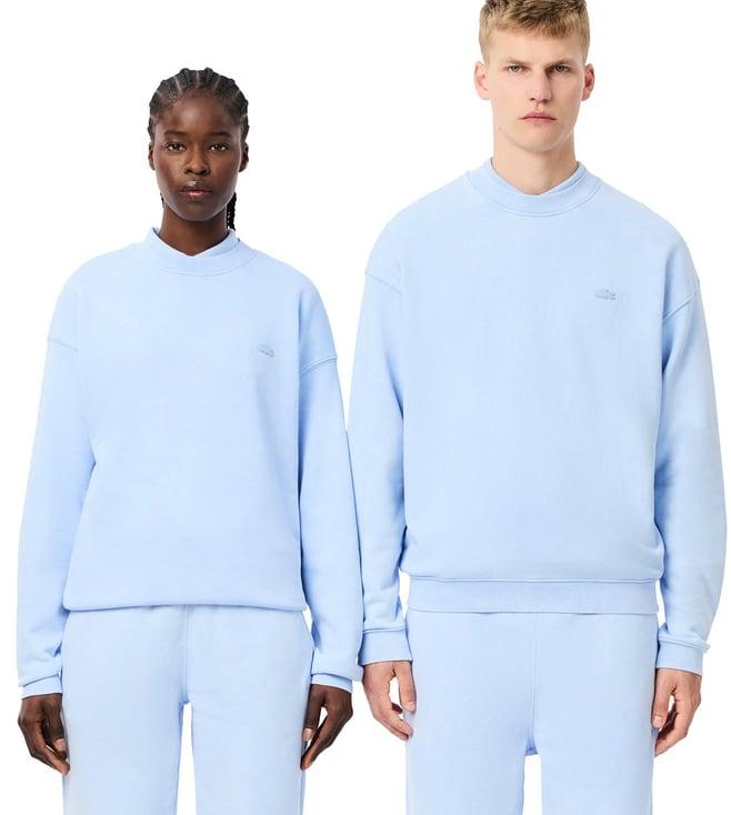 lacoste blue wash effect loose fit sweatshirt