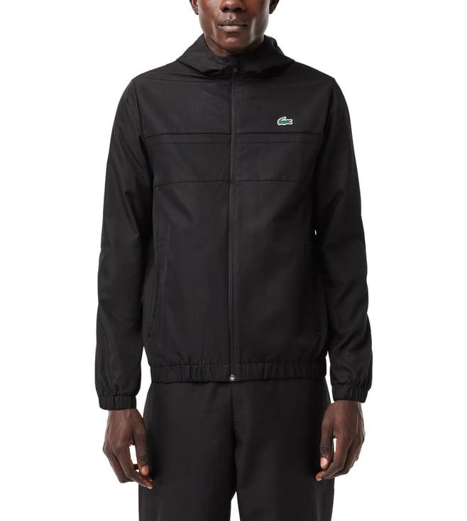 lacoste black sport zipped training jacket