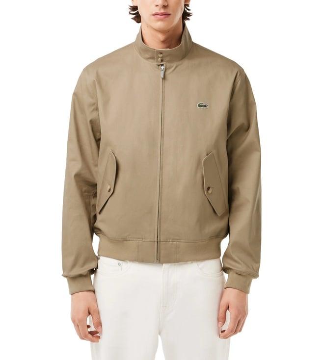 lacoste beige showerproof cotton twill harrington jacket