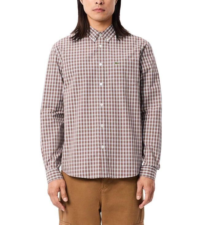 lacoste multicolored checked poplin shirt