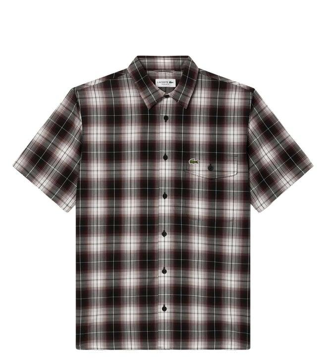 lacoste multicolored short sleeved plaid shirt