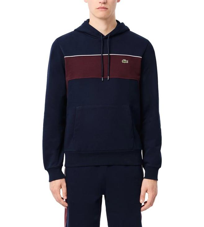 lacoste blue color-block hoodie