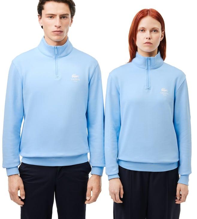 lacoste blue high neck zipped sweatshirt