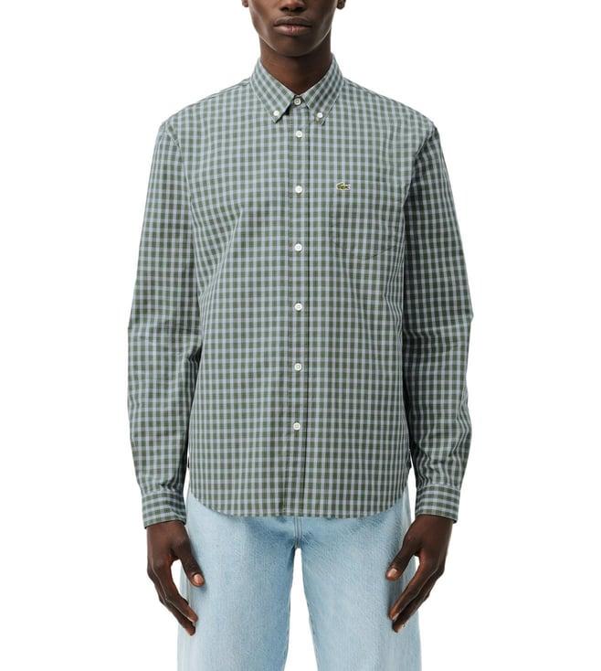 lacoste multicolored checked poplin shirt