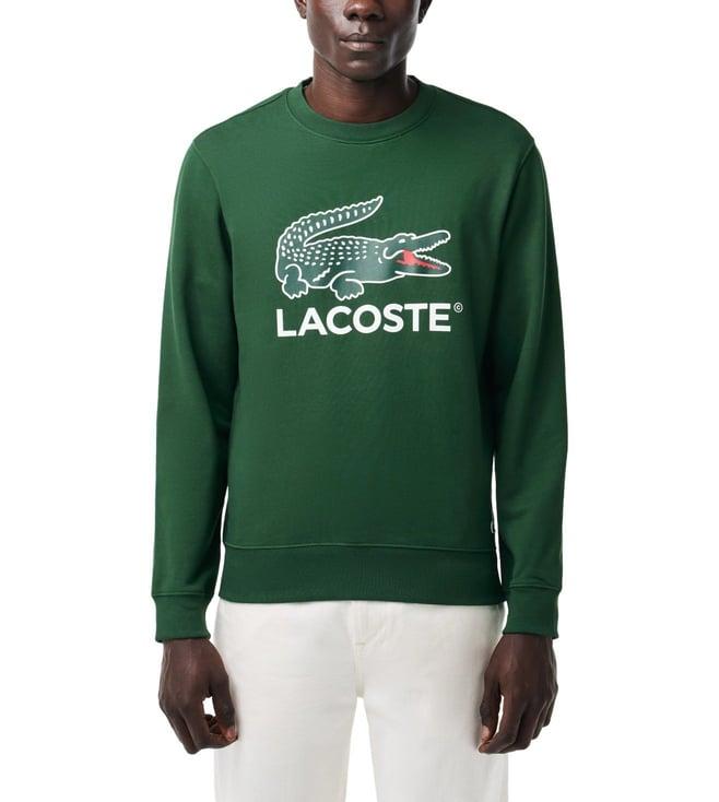 lacoste green crocodile print crew neck sweatshirt